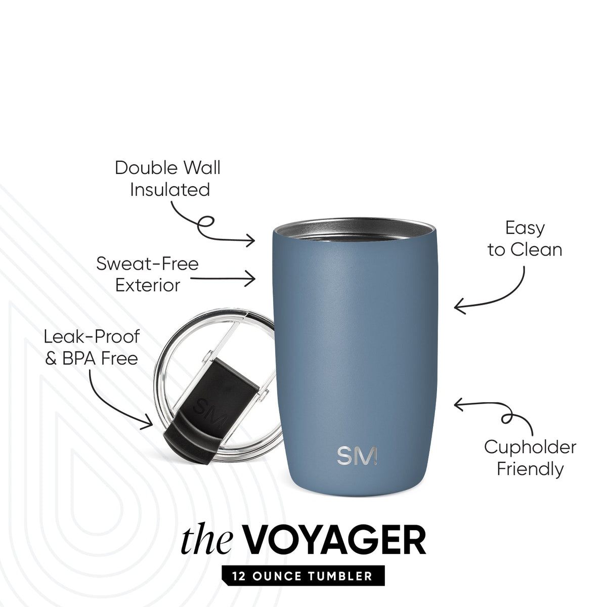 Voyager Tumbler with Clear Flip Lid & Straw
