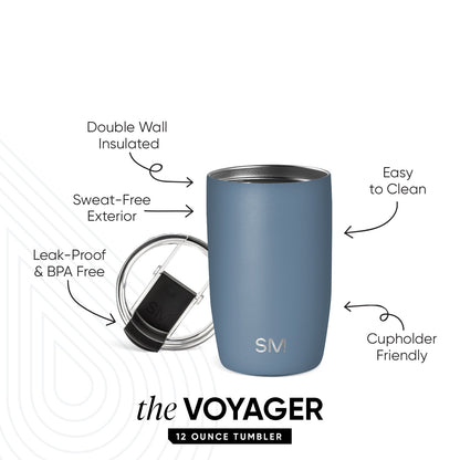 Voyager Tumbler with Clear Flip Lid & Straw