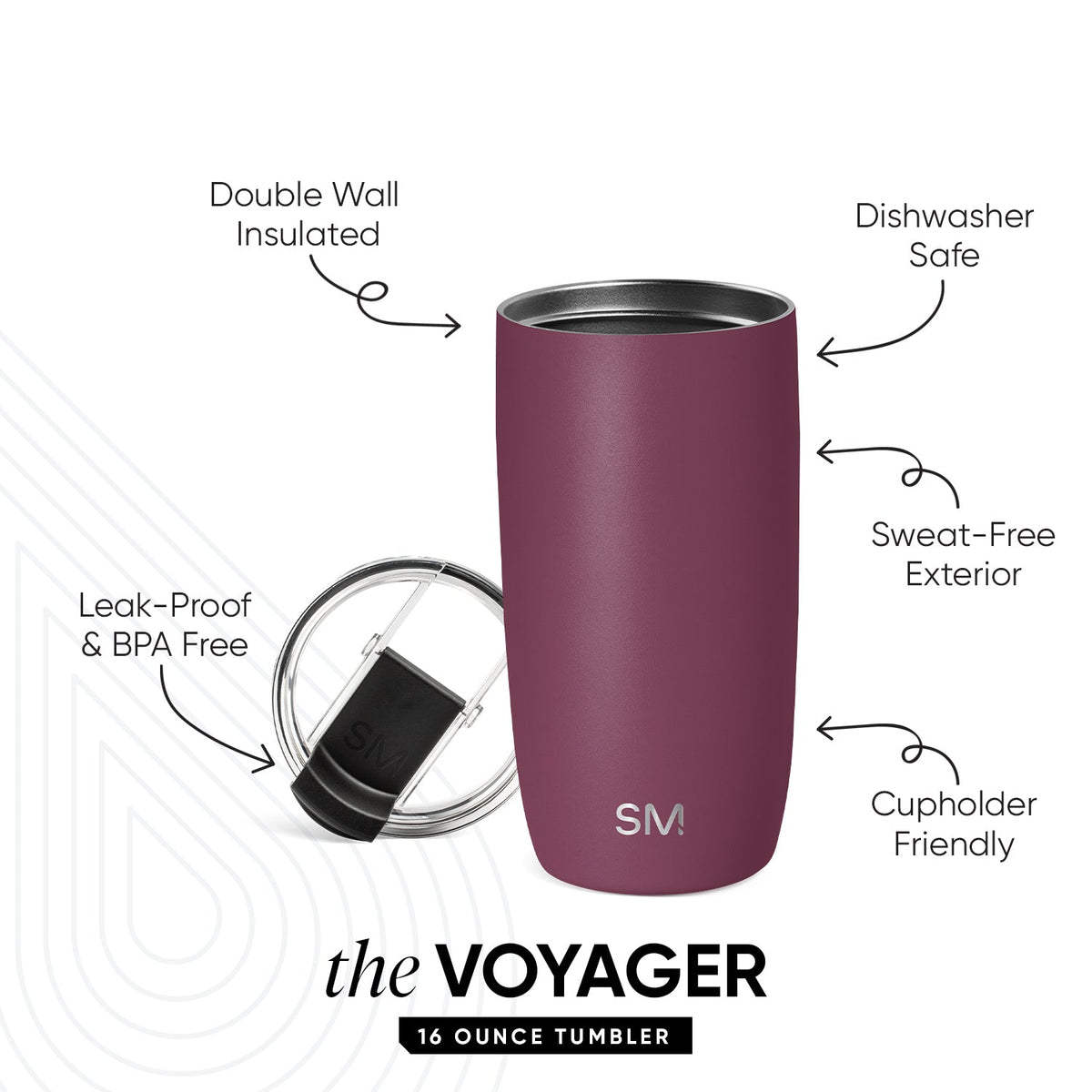 Voyager Tumbler with Clear Flip Lid & Straw