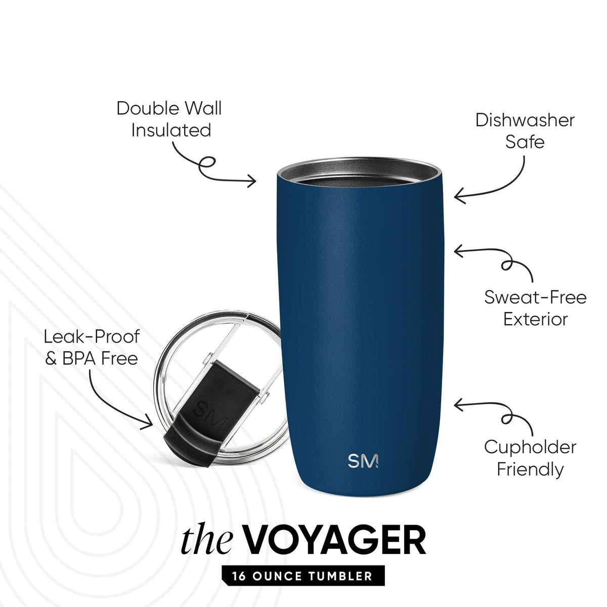 Voyager Tumbler with Clear Flip Lid & Straw
